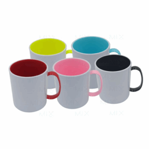 CANECA COM ALÇA E INTERIOR COLORIDA - POLÍMERO - 325 ML